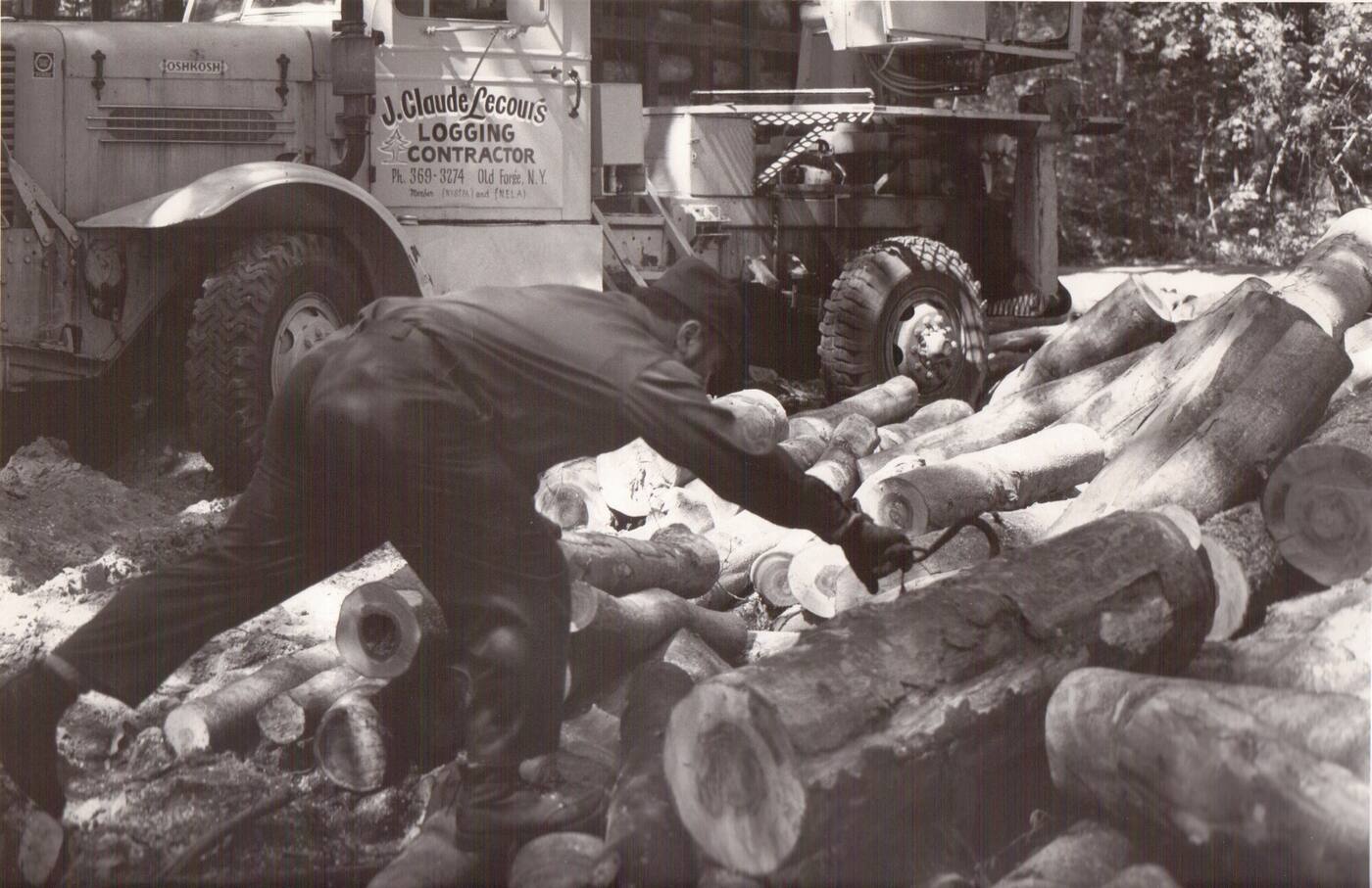 J. Claude Lecours logging contractor, log loading